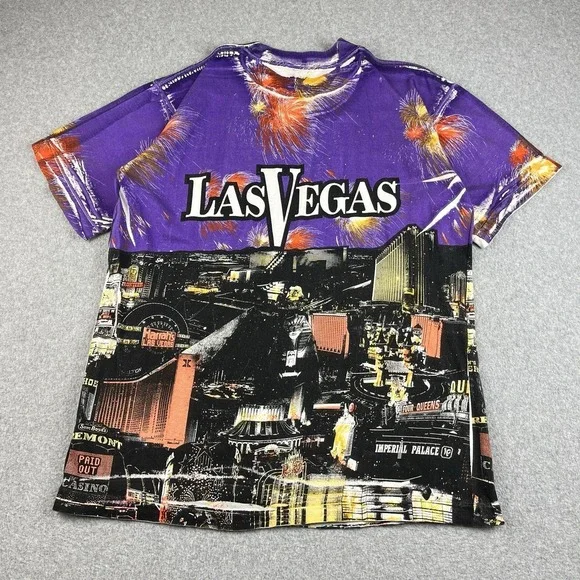 Vintage Las Vegas T Shirt Mens Large Tourist AOP Single Stitch USA Casino 90s - Picture 3 of 6